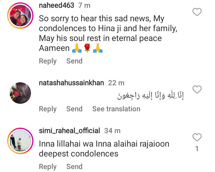 Hina Bayat's husband passed away