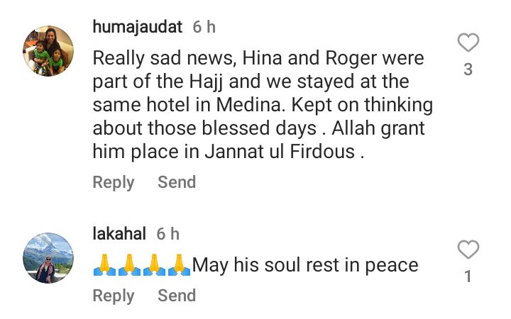 Hina Bayat's husband passed away