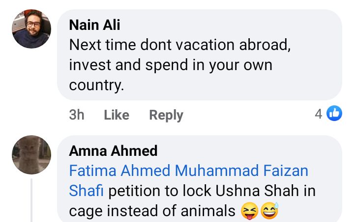 Hilarious Public Reaction To Ushna Shah Criticizing Aiman Khan's Zoo Visit