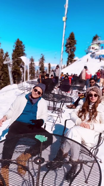 Sarwat Gilani And Fahad Mirza With Kids At Skiing Trip In Malam Jabba