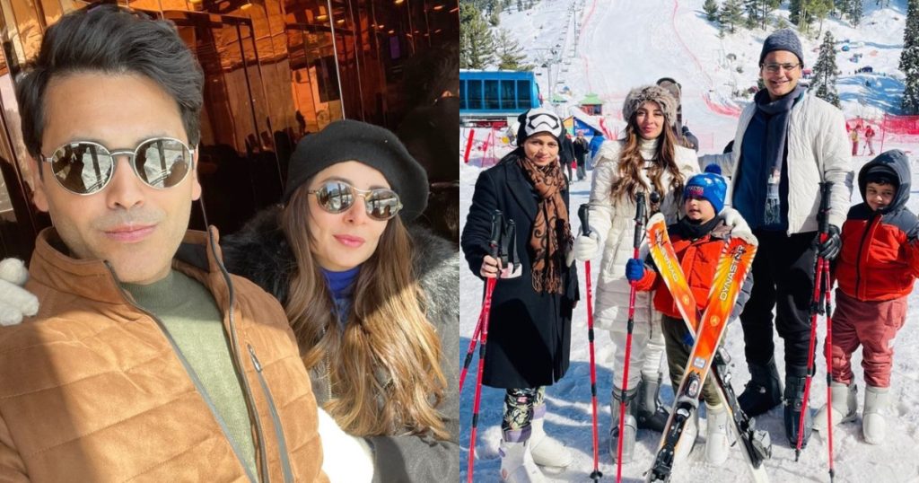 Sarwat Gilani And Fahad Mirza With Kids At Skiing Trip In Malam Jabba