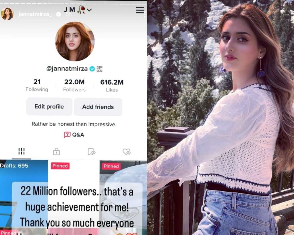 Jannat Mirza Achieves Highest TikTok Followers Reviewit.pk