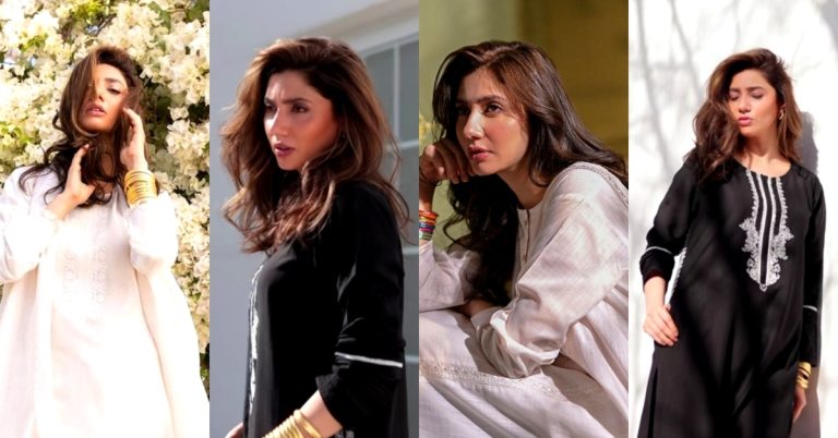 Simple & Elegant Eid Look Ideas By Mahira Khan in Her White & Black Kurtas