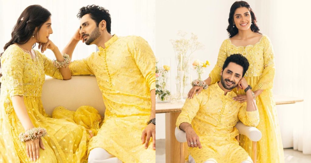 Ayeza Khan And Danish Taimoor Shine Bright In Yellow For Eid Day 1