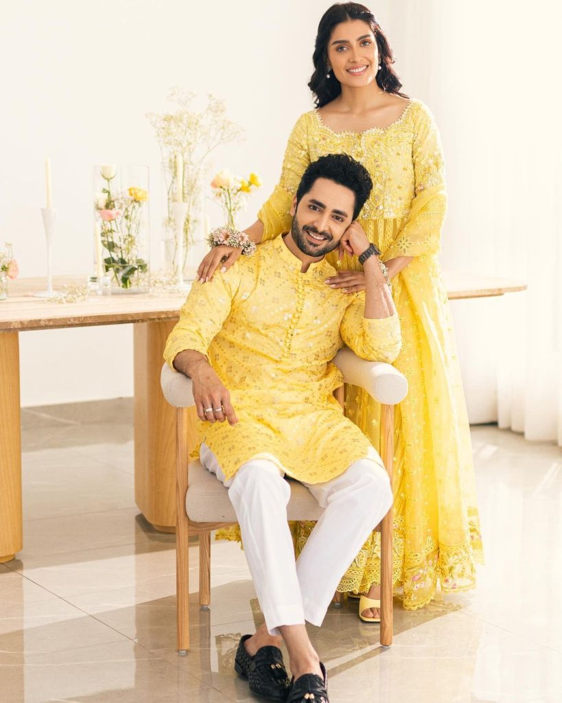 Ayeza Khan And Danish Taimoor Shine Bright In Yellow For Eid Day 1