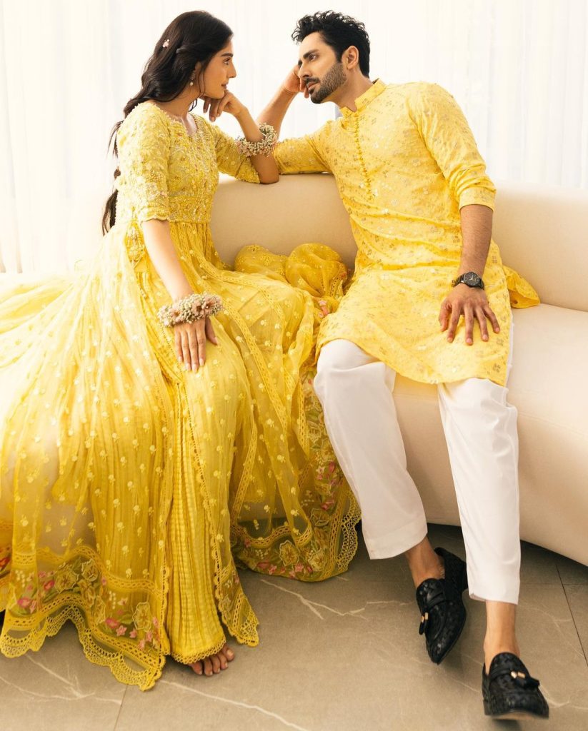Ayeza Khan And Danish Taimoor Shine Bright In Yellow For Eid Day 1