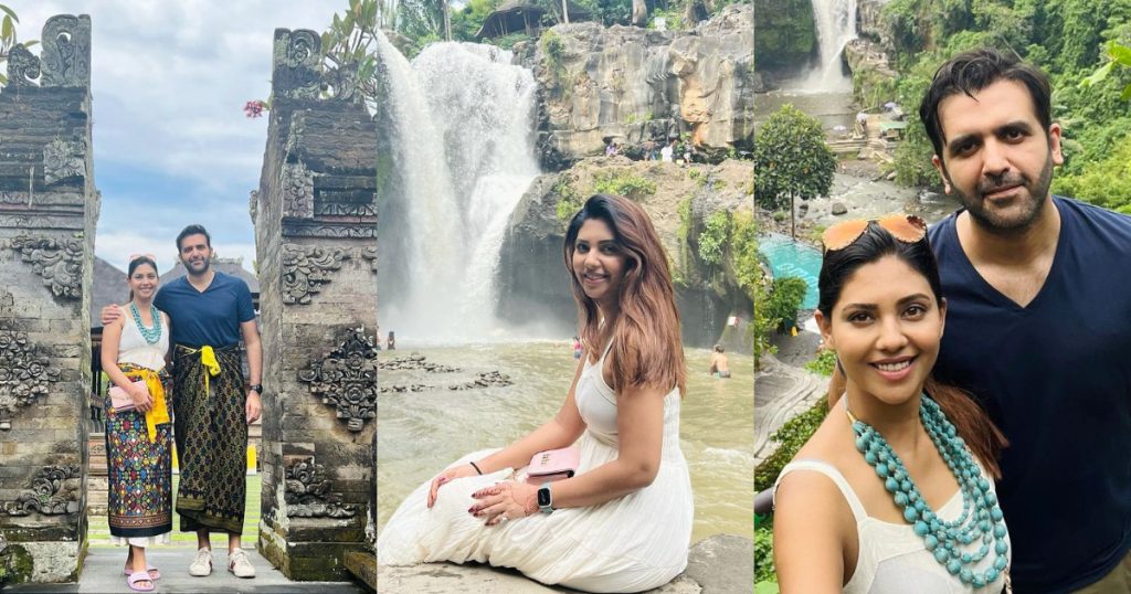 Sunita Marshall And Hassan Ahmed Visit Waterfall In Bali