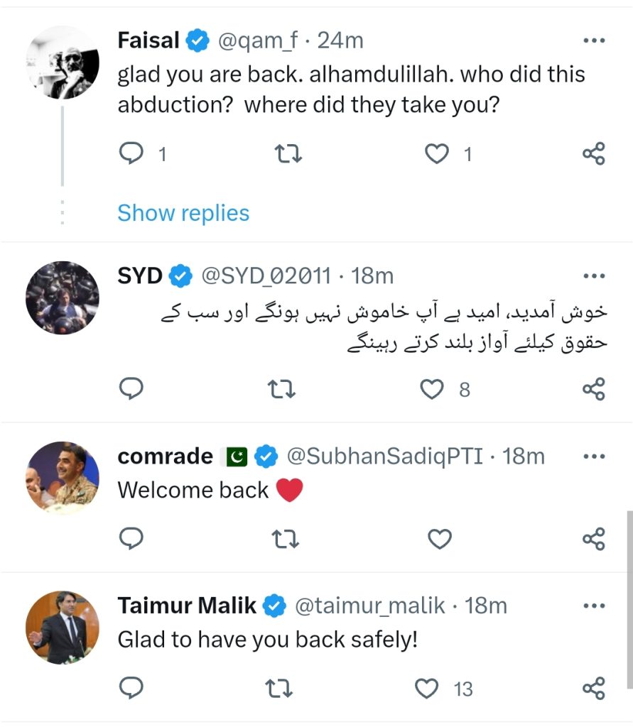 Jibran Nasir Is Safely Back - Details