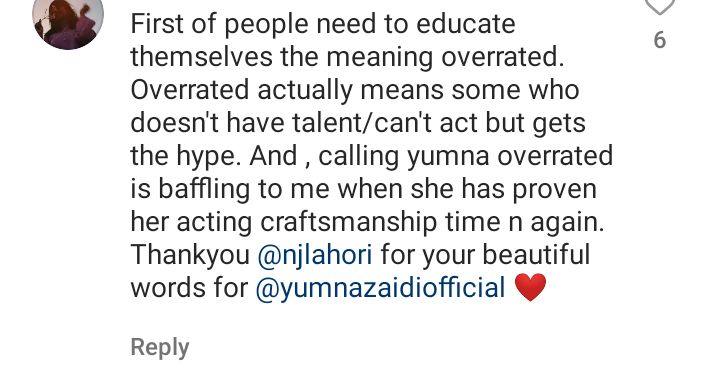 Nadia Jamil Replies To Nadia Afgan Calling Yumna Zaidi Overrated