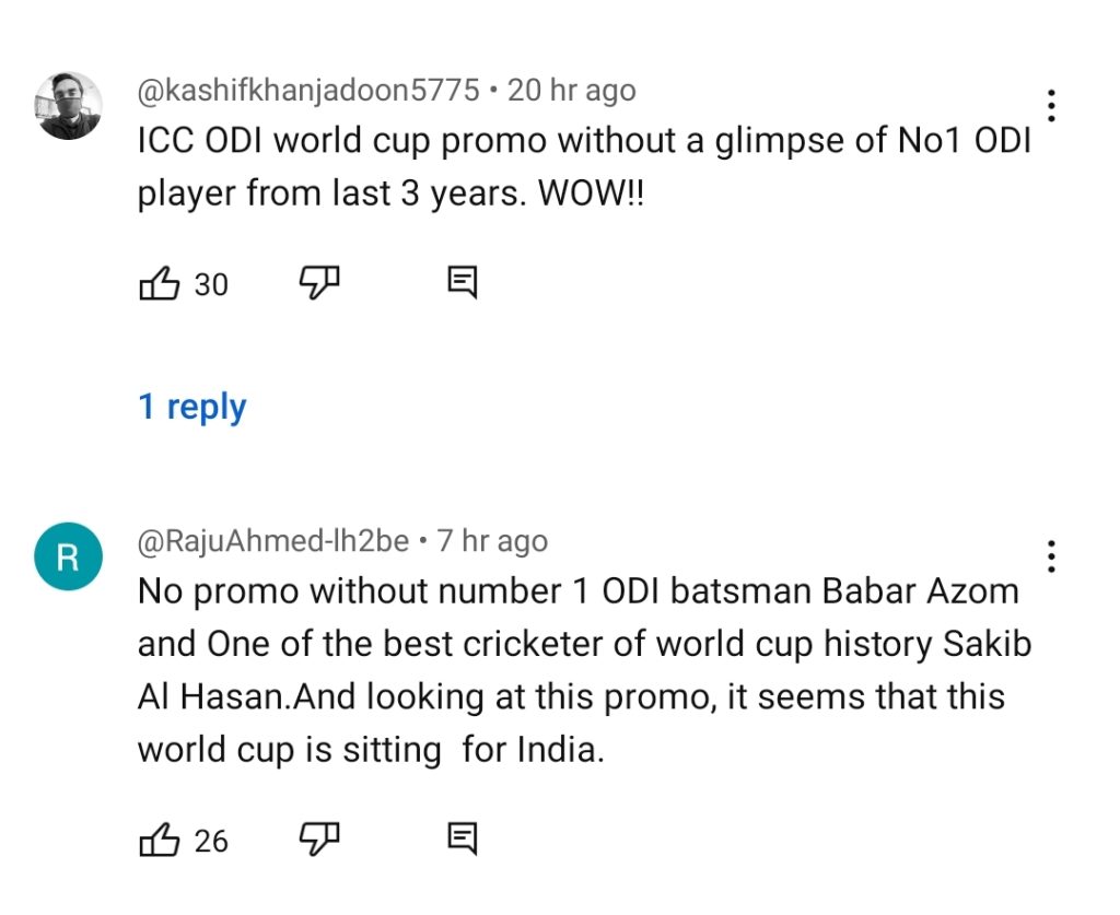 ICC Official Promo Criticized By Pakistanis For Not Adding Babar Azam