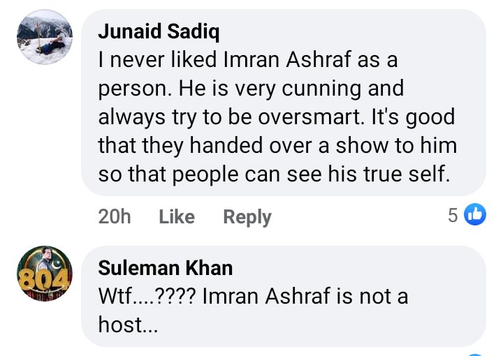 Imran Ashraf's Rudeness Towards Usman Mukhtar Disappoints Public