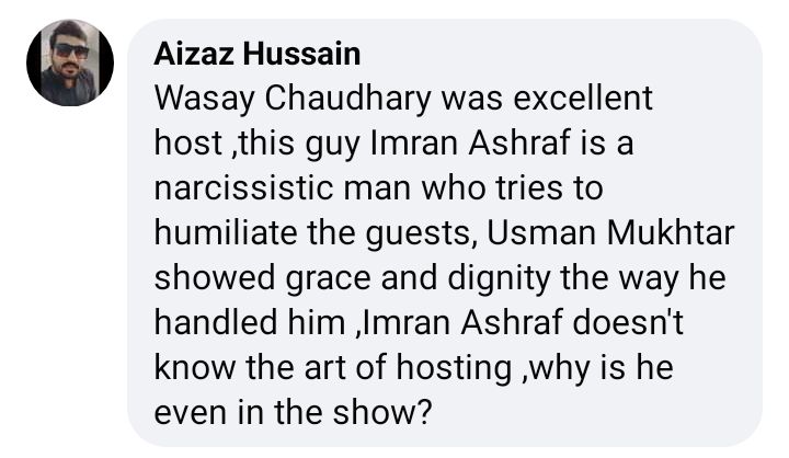 Imran Ashraf's Rudeness Towards Usman Mukhtar Disappoints Public