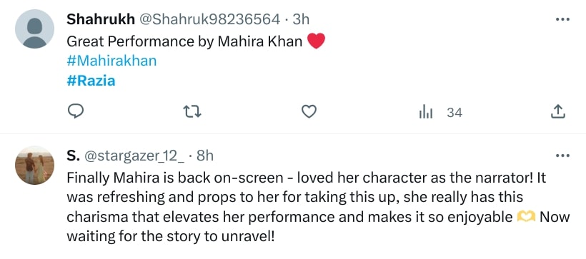 Razia Episode 1- Mahira Khan's Starrer Impresses Fans