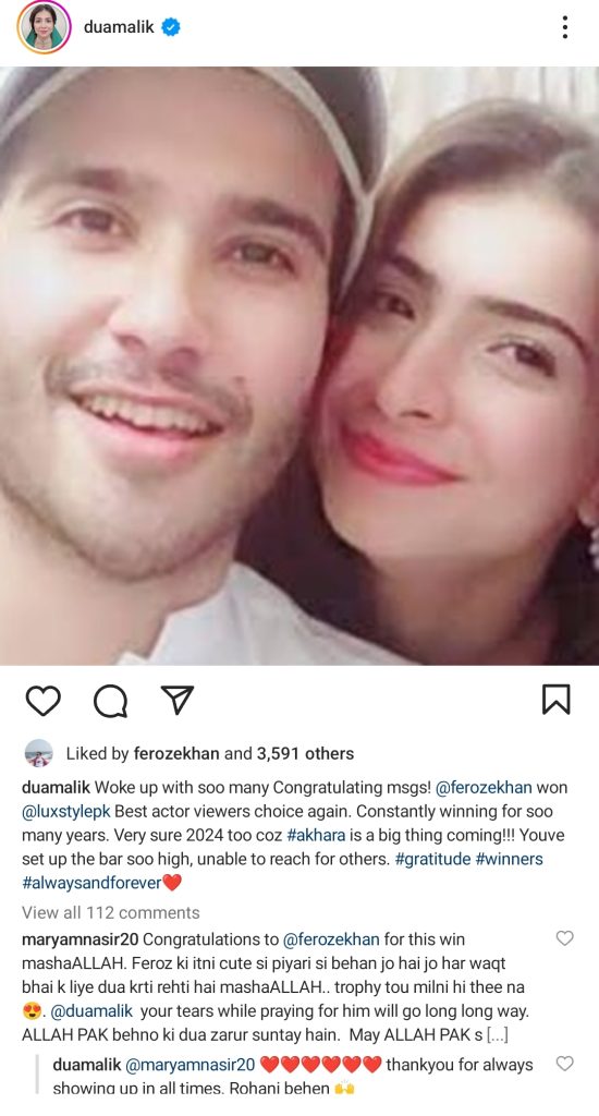 Humaima & Dua Super Happy On Feroze Khan's Win In LSA