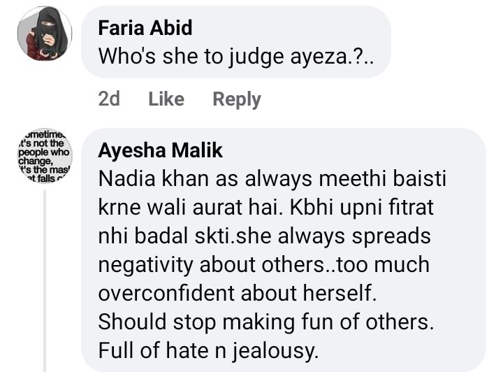 Netizens Criticize Nadia Khan On Ridiculing Ayeza's Style