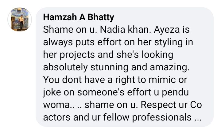 Netizens Criticize Nadia Khan On Ridiculing Ayeza's Style