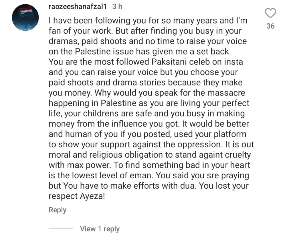 Ayeza Khan's Statement On Her Previous Post About Palestine