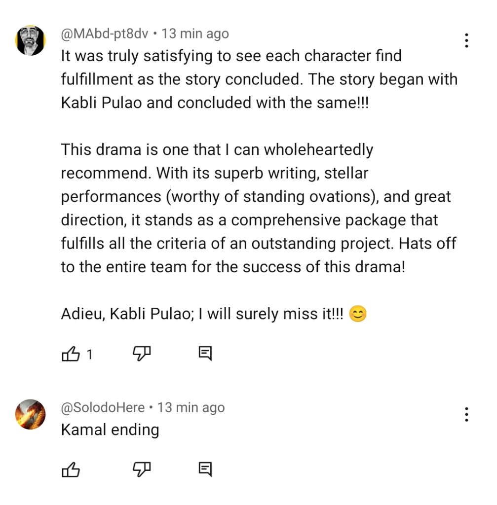 Kabli Pulao Last Episode Praised By Fans