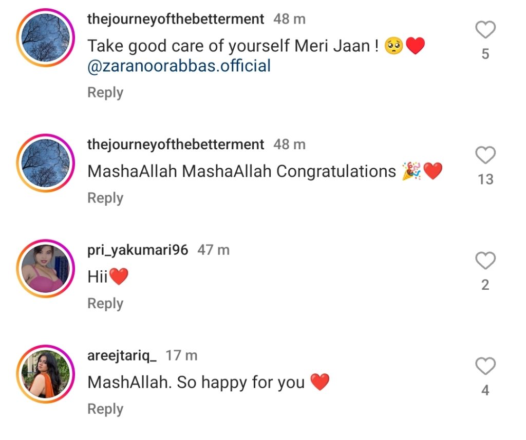 Fans Congratulate Zara Noor Abbas On Pregnancy Announcement