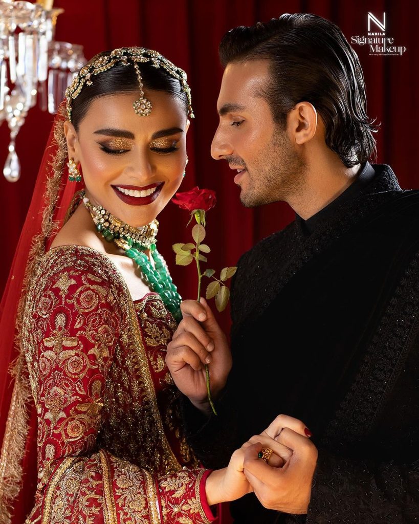 Sadaf Kanwal And Shahroz Sabzwari Beautiful Wedding Shoot For Nabila