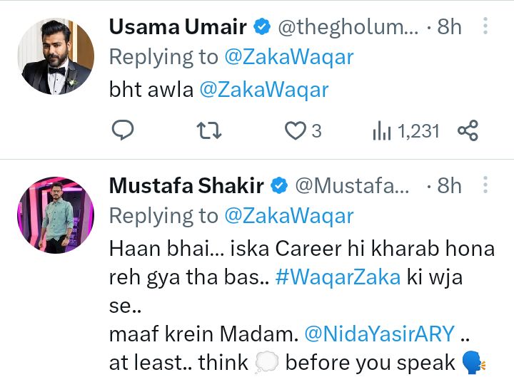 Waqar Zaka's Fiery Response To Nida Yasir's Accusation