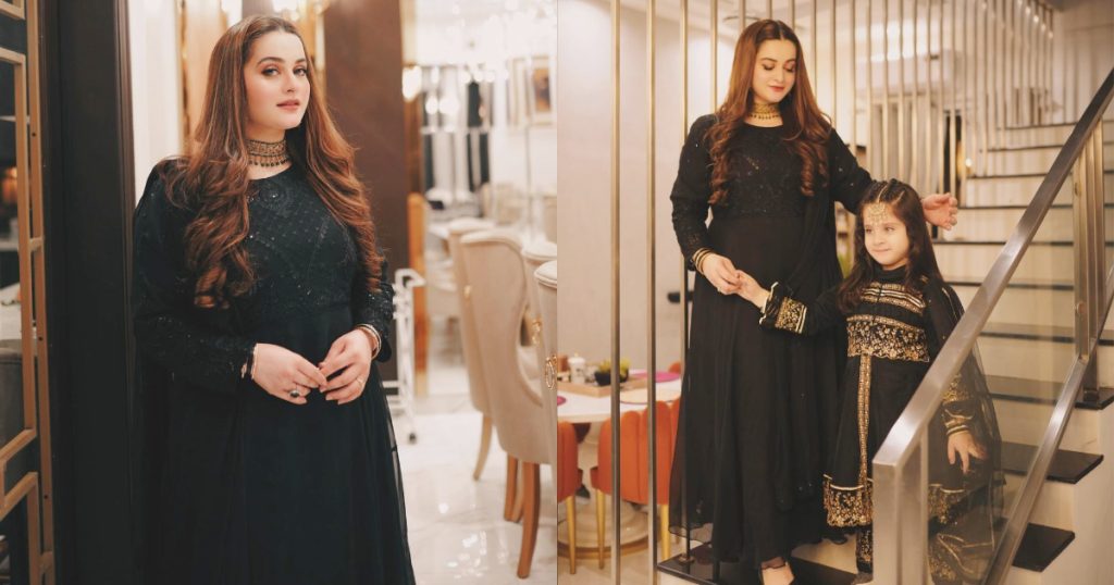 Aiman Khan Twins With Baby Amal Muneeb In Black