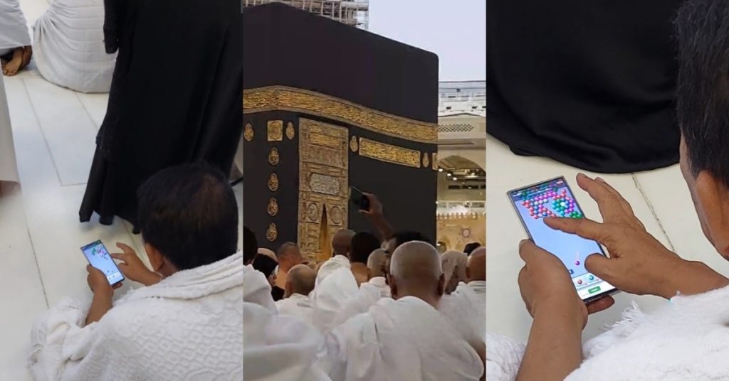 Pilgrim Playing Game in Khana Kaaba - Strong Public Reaction