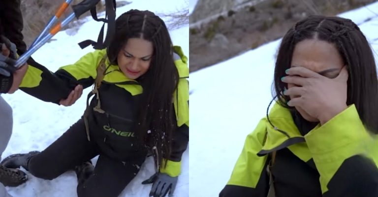 Watch Veena Malik’s Fall on Snowy Mountains – Comments