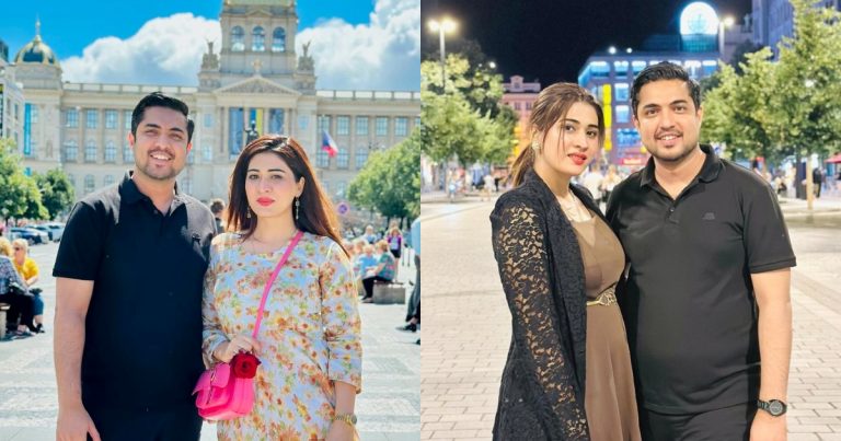 Iqrar Ul Hassan And Third Wife Aroosa Iqrar In Prague