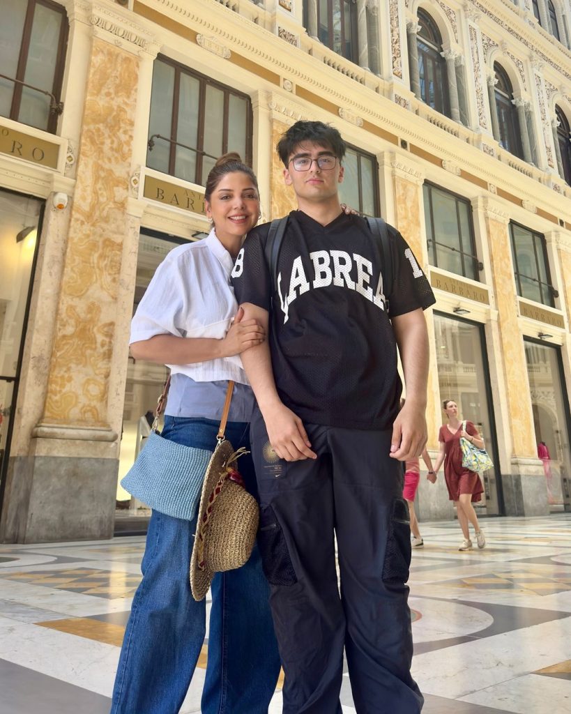 Hadiqa Kiani Vacations With Son Nad e Ali In Italy