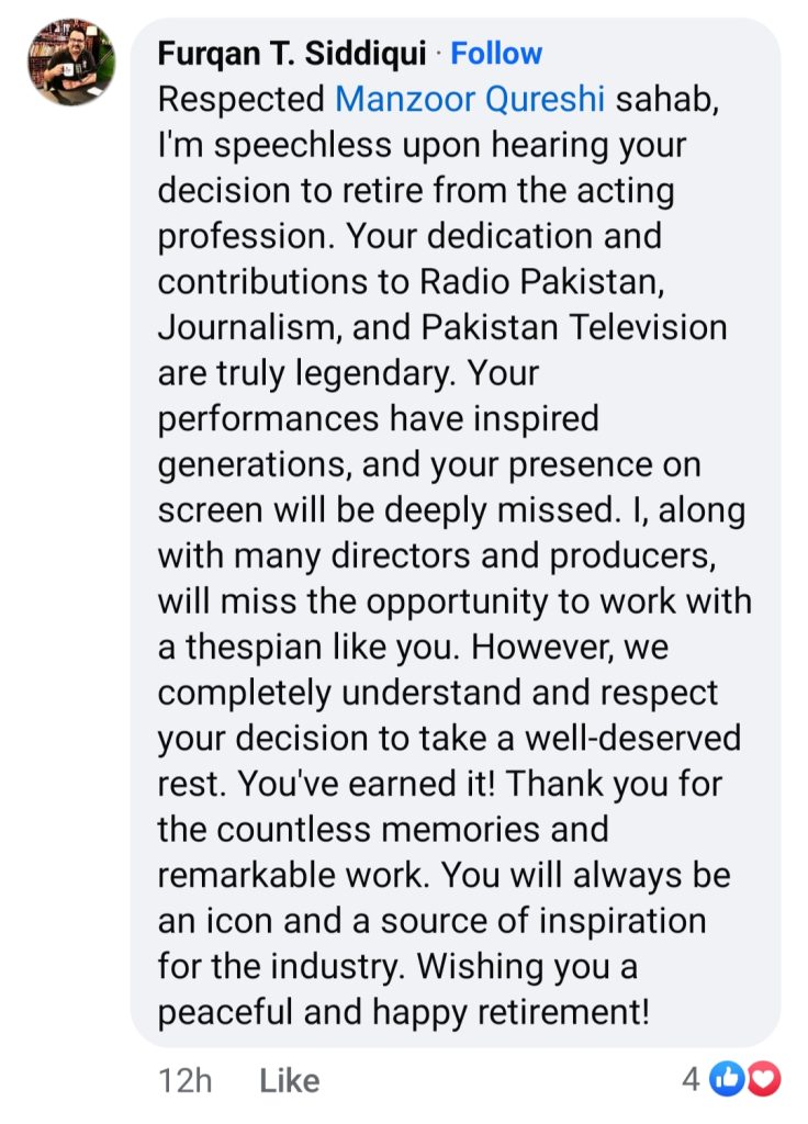 Fans & Colleagues Send Blessings As Manzoor Qureshi Announces Retirement