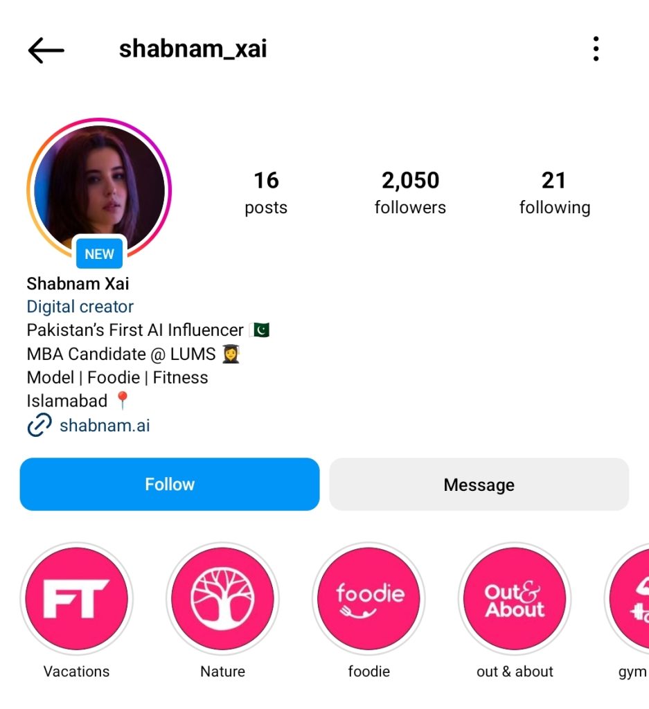 Pakistan's First AI Influencer Shabnam Xai Pictures
