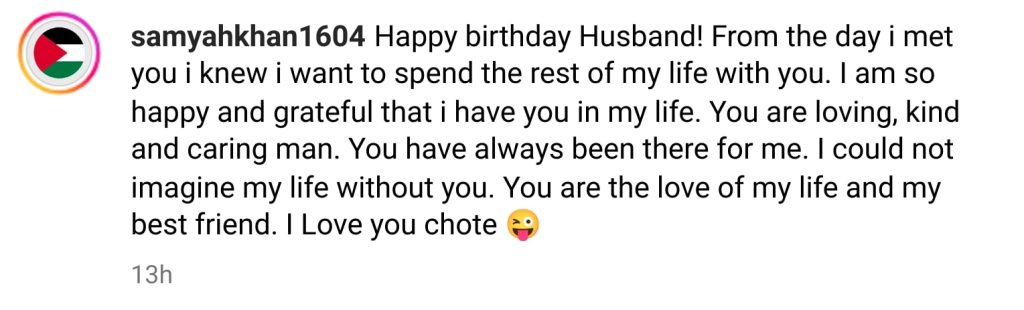 Samiya Khan's Beautiful Birthday Wish For Husband Hassan Ali
