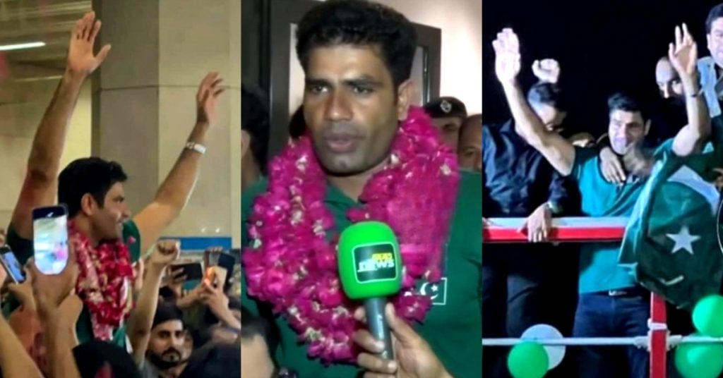 Arshad Nadeem Receives Warm Welcome At Lahore Airport