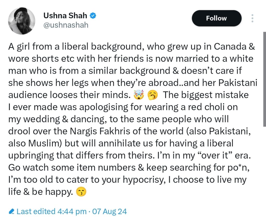 Ushna Shah Calls Pakistanis Hypocrites for Criticizing Her Dressing