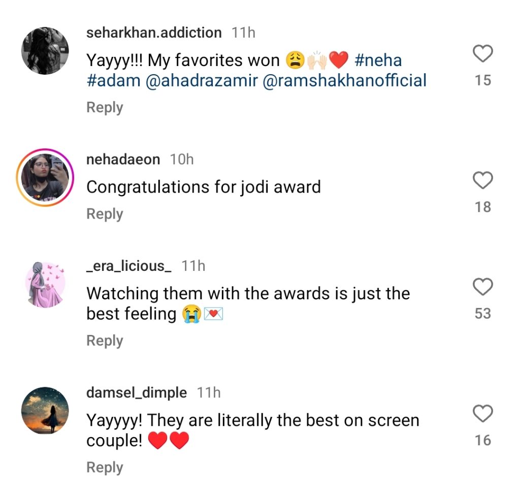 Ahad Raza Mir & Ramsha Khan's Best On-screen Pairing Award Sparks Debate