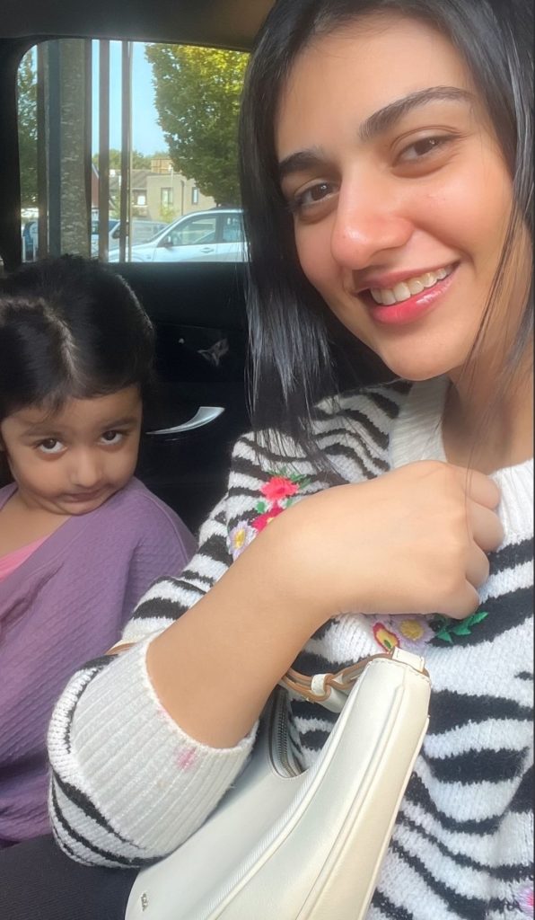 Sarah Khan New Pictures with Daughter from UK Trip