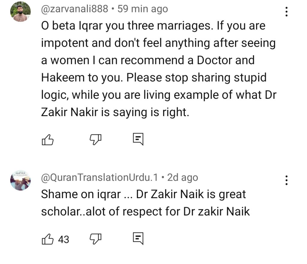 Public Calls Out Iqrar Ul Hassan For Criticizing Dr Zakir Naik