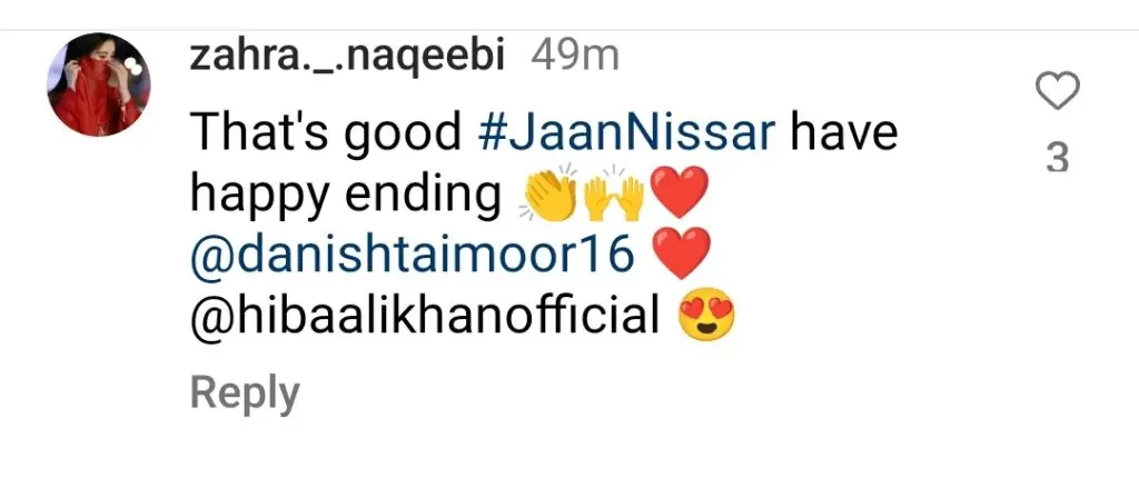 Jaan Nisar Last Episode Public Reaction