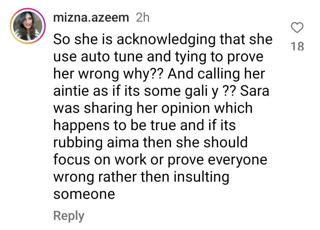 Aima Baig’s Response to Sara Raza Gets Trolled