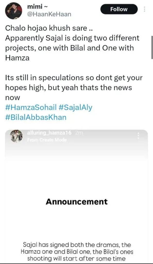 Sajal Aly & Hamza Sohail Pairing again For a Project Annoys Fans