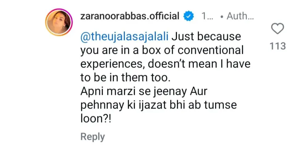 Zara Noor Abbas Hits Back At Trolls