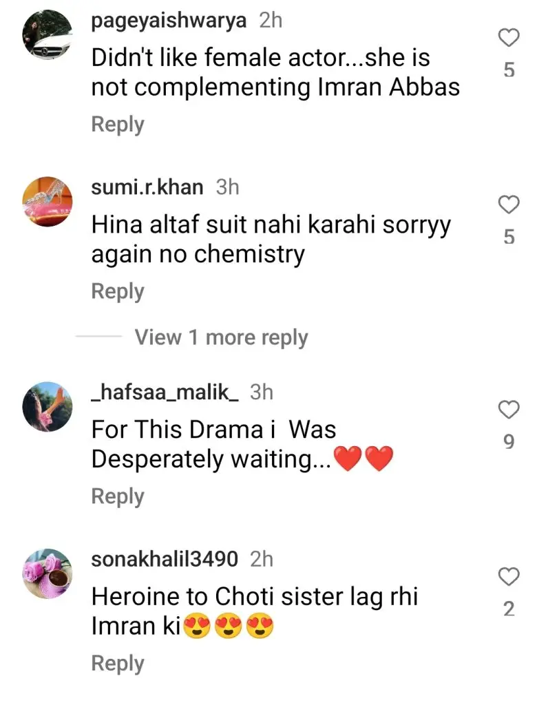 Hina Altaf and Imran Abbas Pairing Disappoints Fans