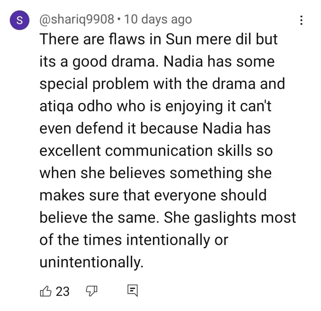 Reviews of Nadia Khan's plays were widely criticized.