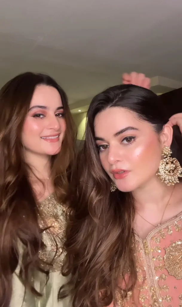 Aiman Khan and Minal Khan Spotted At a Family Wedding