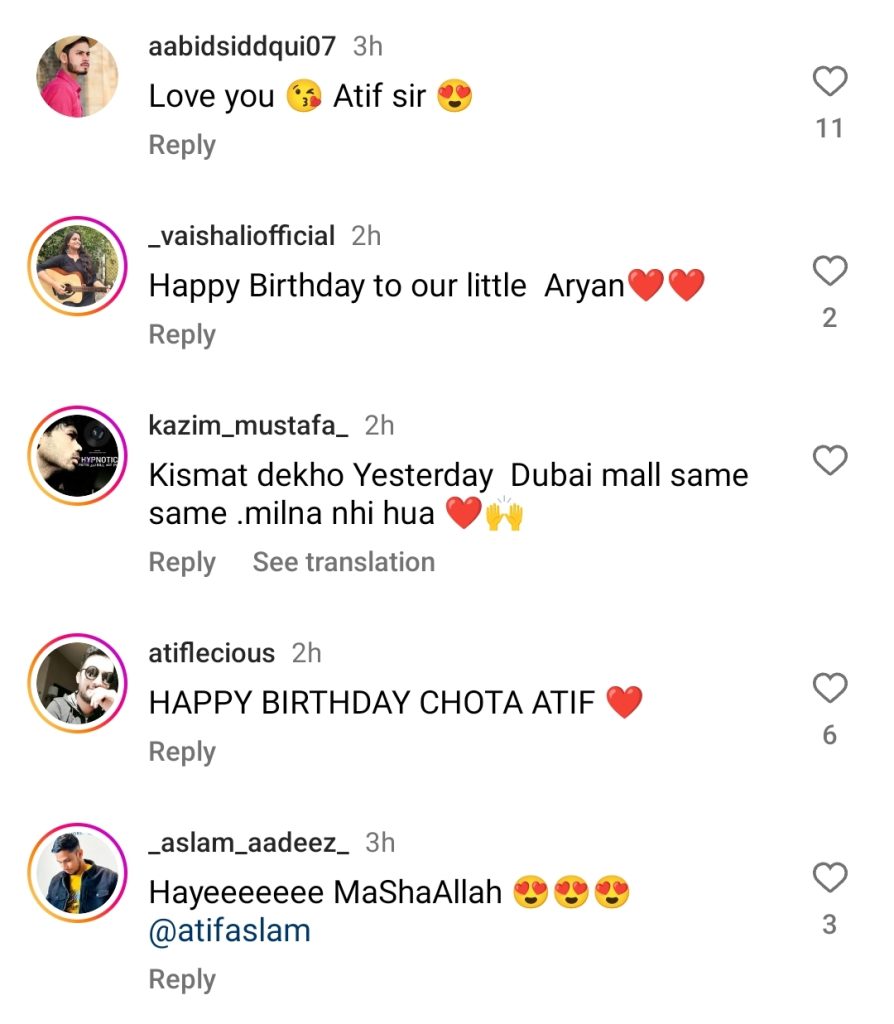 Atif Aslam's Beautiful Birthday Wish for Son