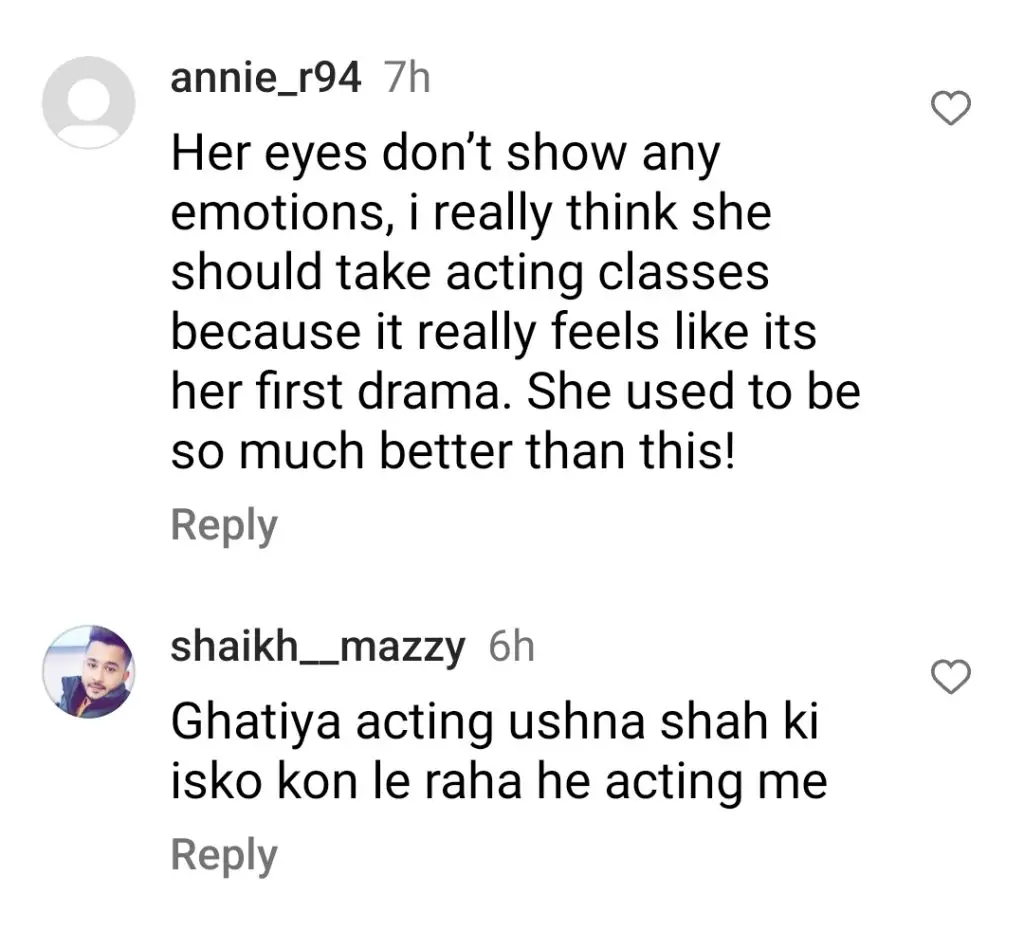 Fans feel that Ishna Shah's acting is ruined