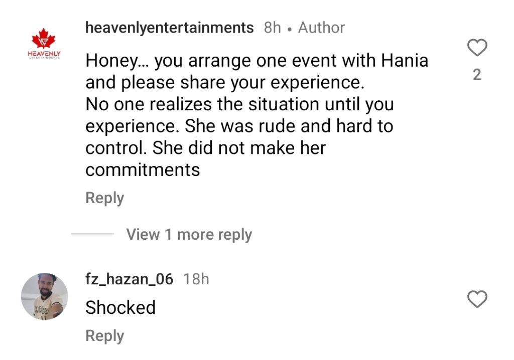 The event organizers expressed their views on Hania Amir's case