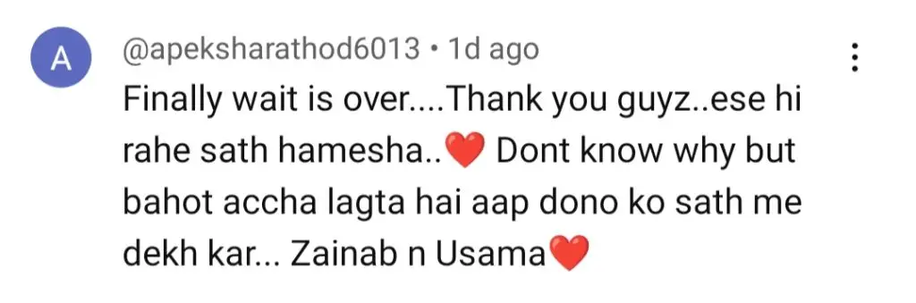 The latest video of Osama Khan and Zainab Shabbir excuses fans