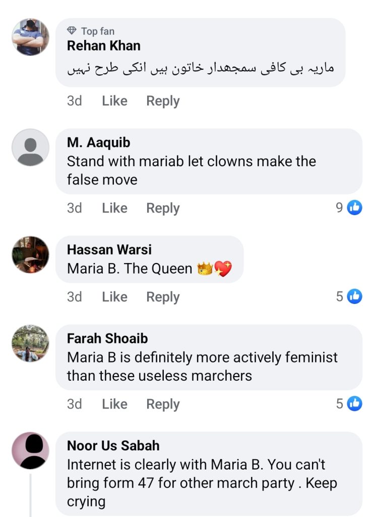 Maria B's Reply To Aurat March Organizers Targeting Her